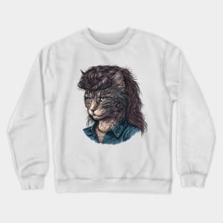 Tabby Cat With Mullet Crewneck Sweatshirt